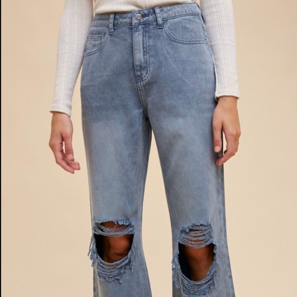 Annie Wear Distressed Raw Hem Jeans